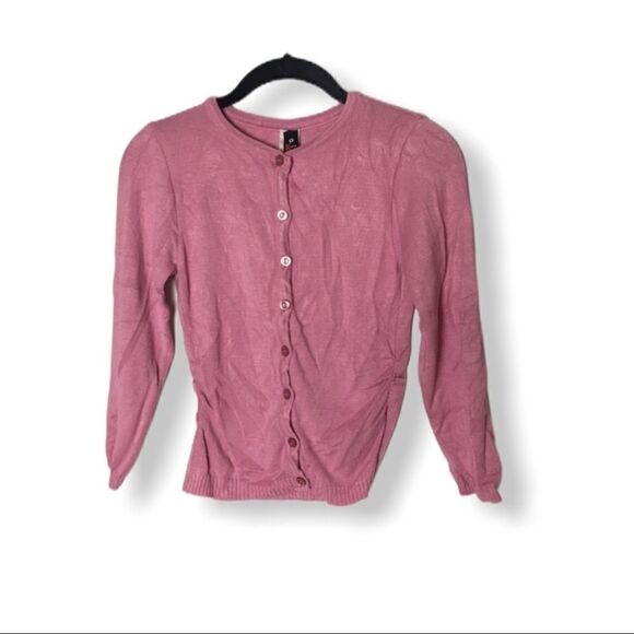 Knits Landing SZ M (juniors) Vintage Pink Cardigan - Picture 2 of 4